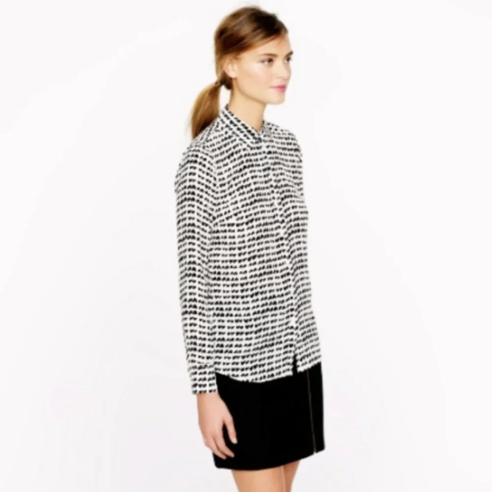 J Crew Heart Print Long Sleeve Blouse Size Medium - Picture 2 of 10